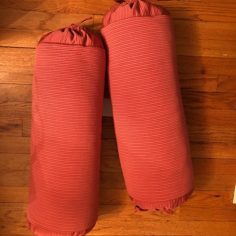 Luxury NWT Feather Down CORAL ACCENT PILLOWS 20 in x 8 in Cylindrical shape